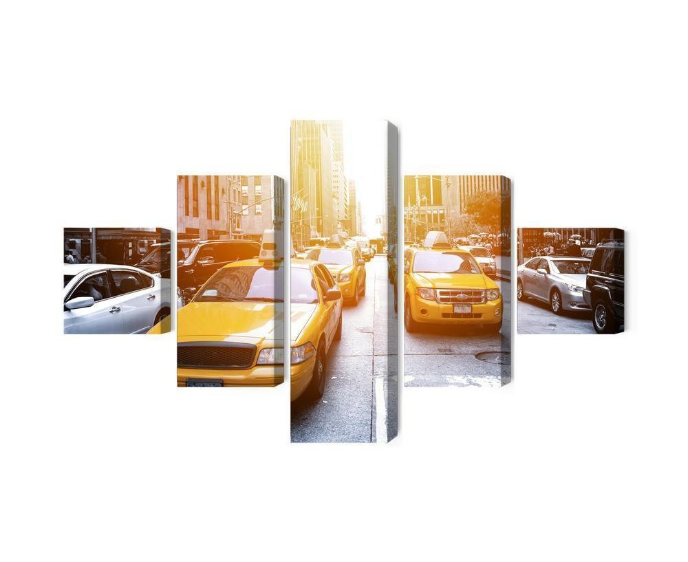Flerdelt billede på lærred taxa i solskin nyc
