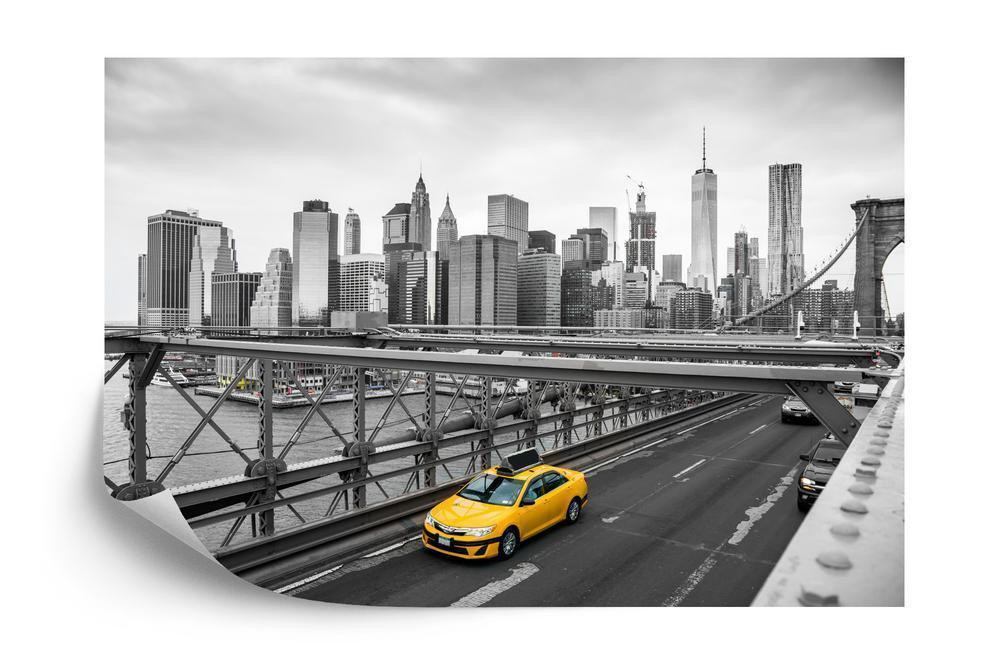 Fototapet - Taxi crossing brooklyn bridge