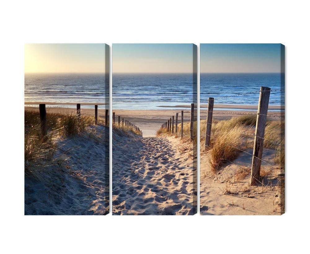 Flerdelt billede på lærred nordsøstrand 3D