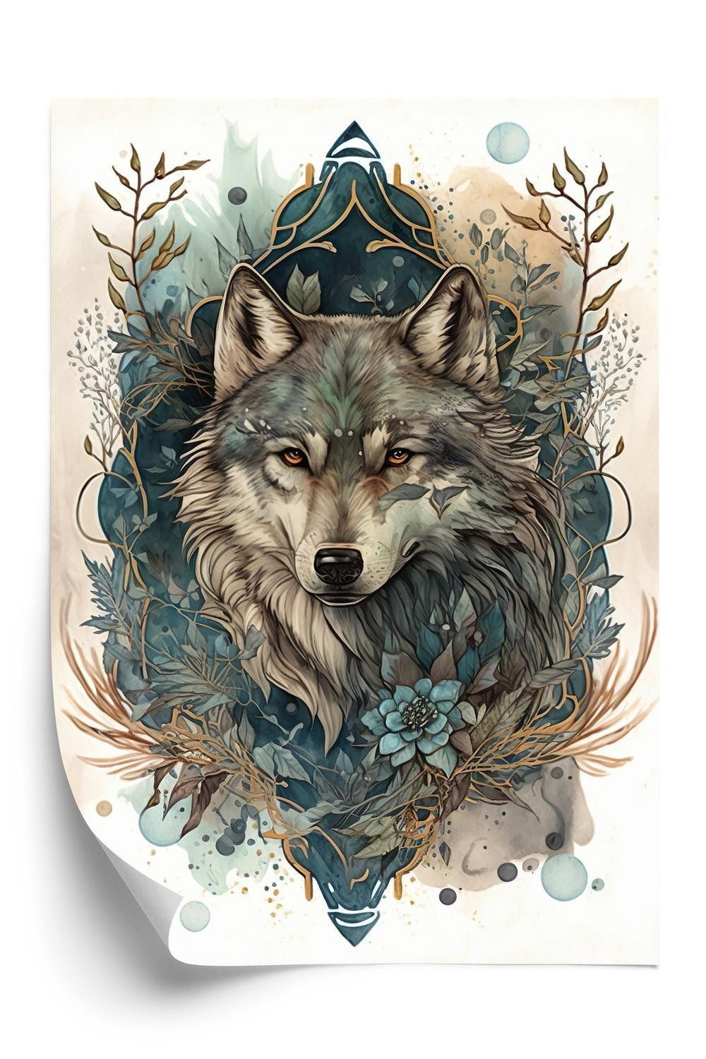 Plakat - Ornament med en ulv