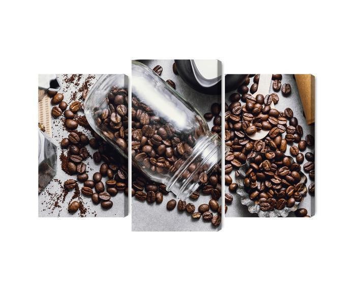 Flerdelt billede på lærred ingredienser til at lave kaffe