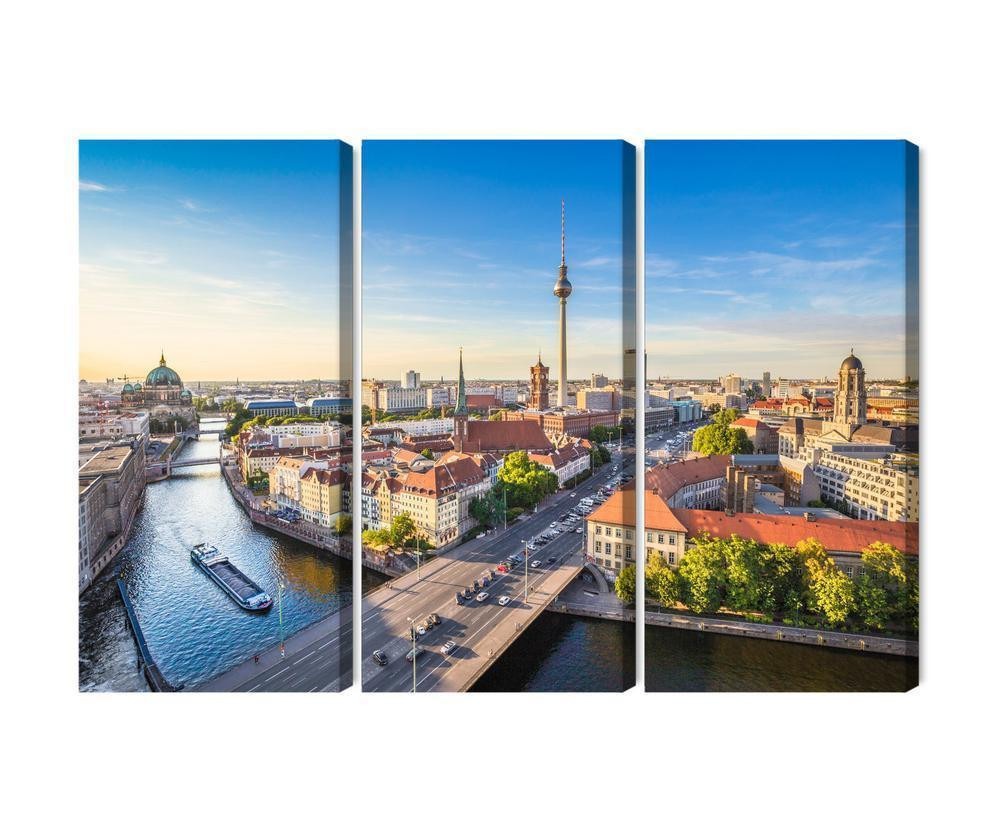 Flerdelt lærred floden spree og en panoramaudsigt over berlin