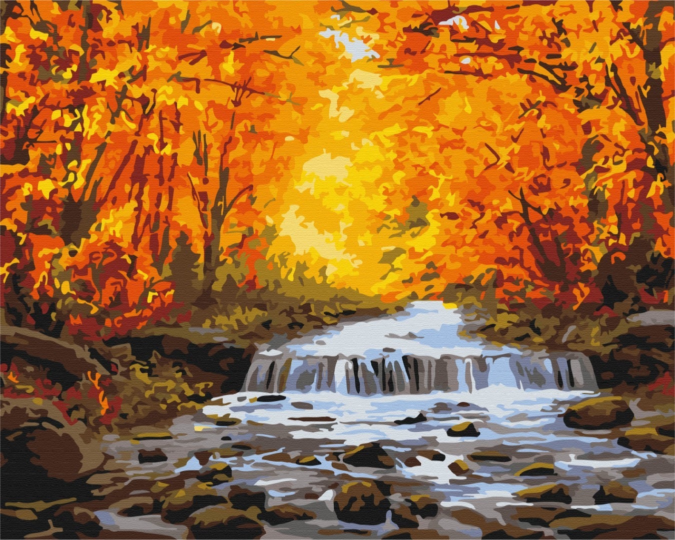 Mal efter tal - Waterfall in autumn gilding