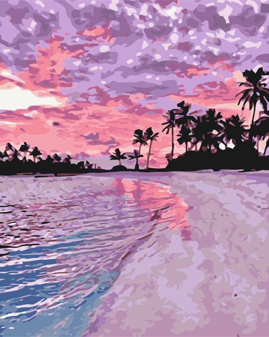 Mal efter tal - Pink sunset