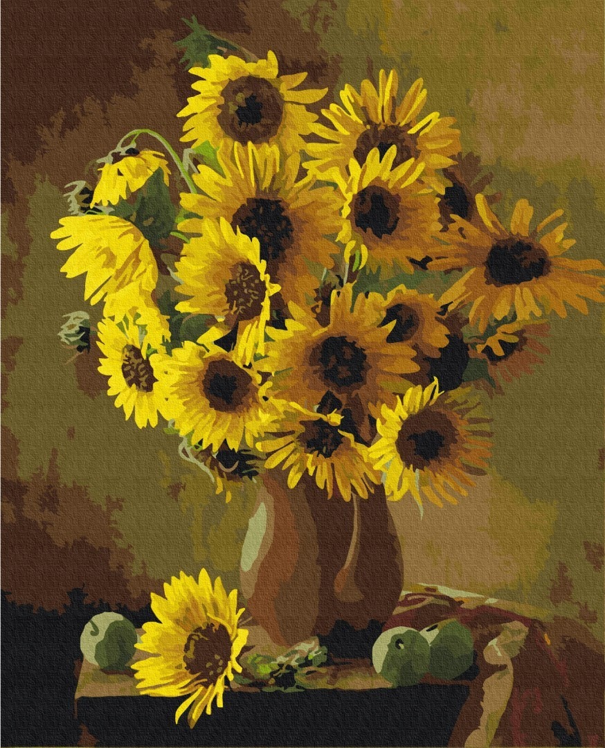 Mal efter tal - Orange sunflowers