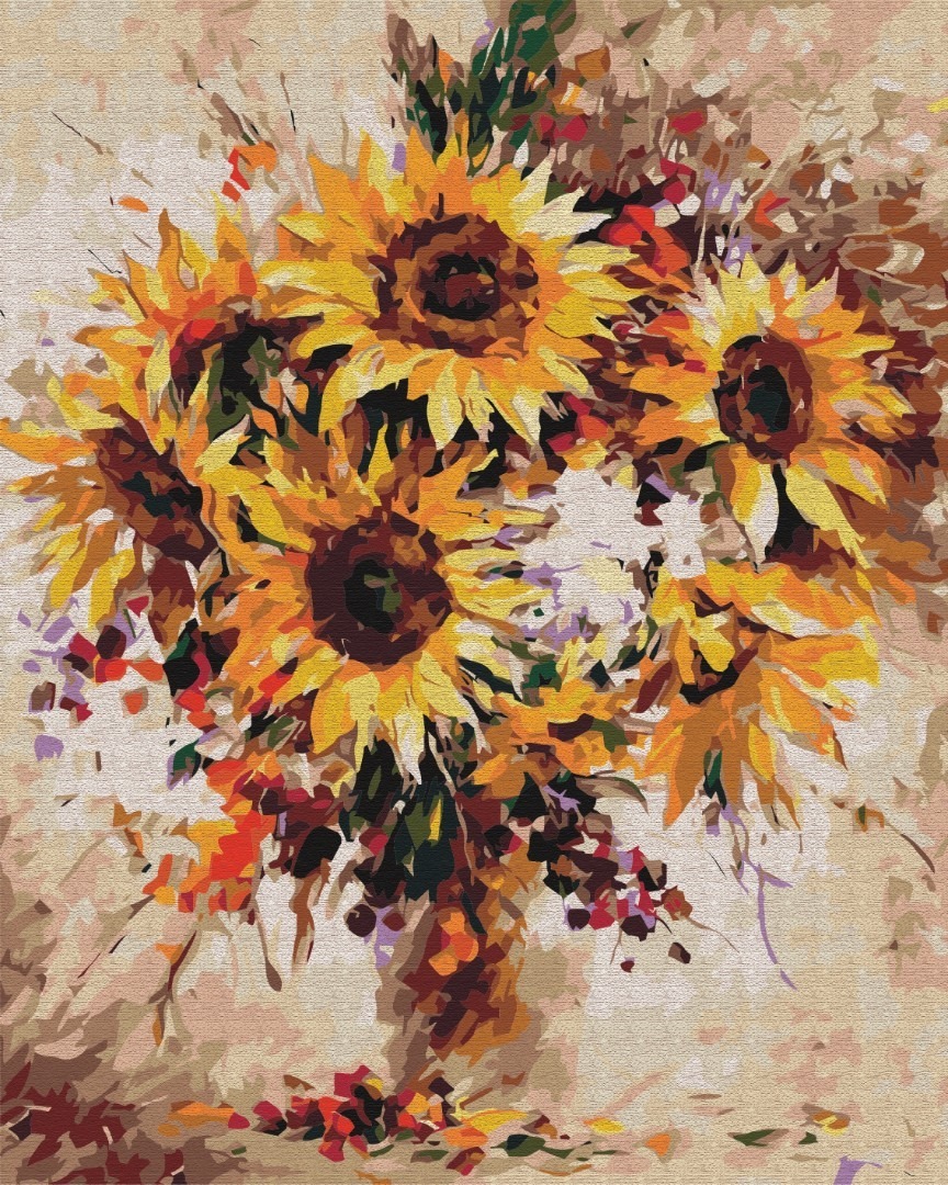 Mal efter tal - Still life with sunflowers