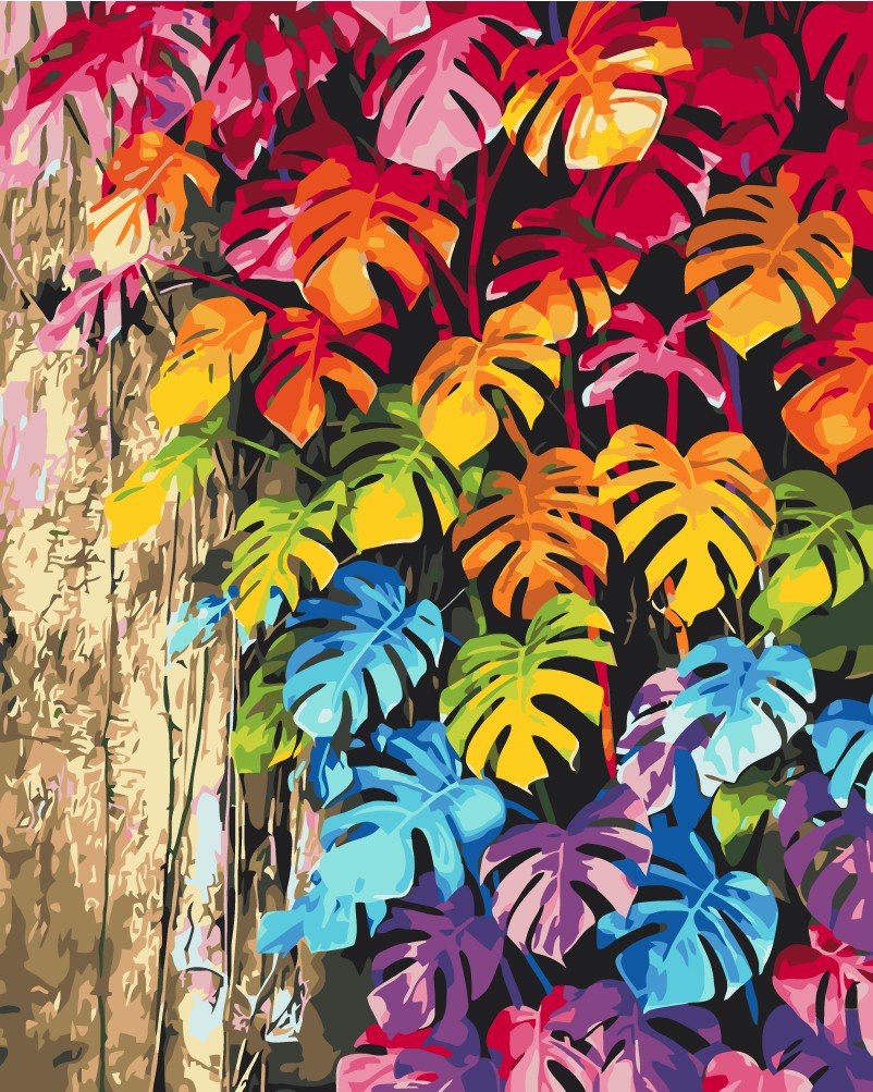 Mal efter tal - Colored leaves