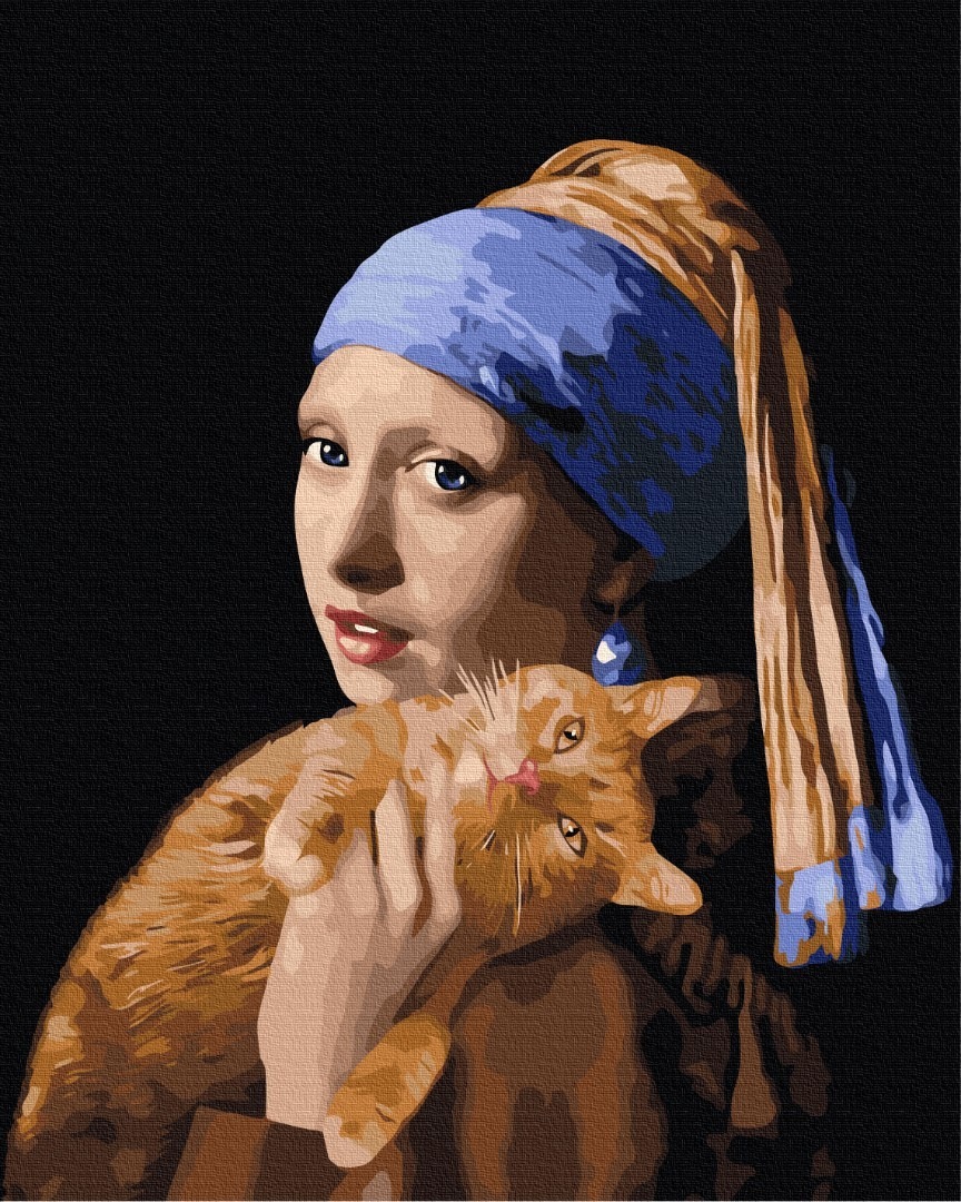 Mal efter tal - Girl with a red cat