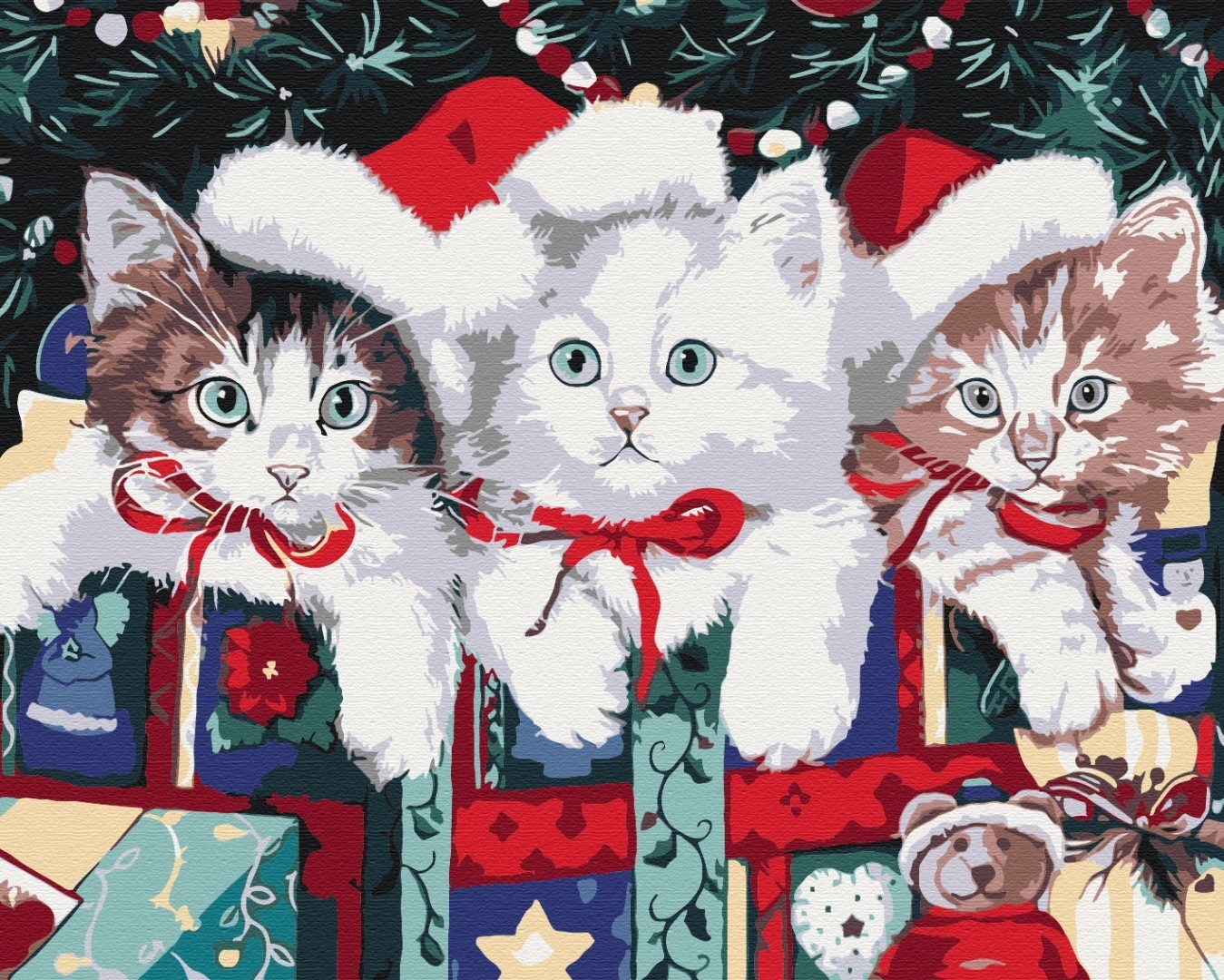 Mal efter tal - Christmas cats