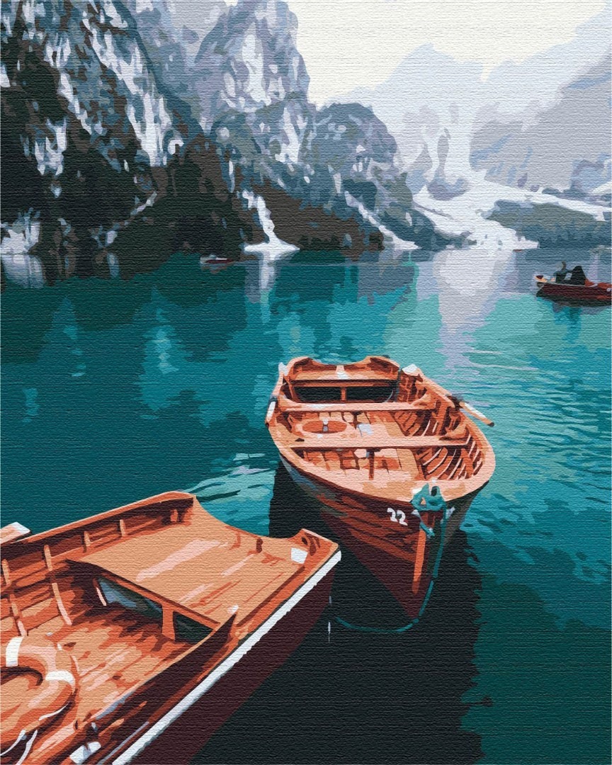 Mal efter tal - Boats on an alpine lake