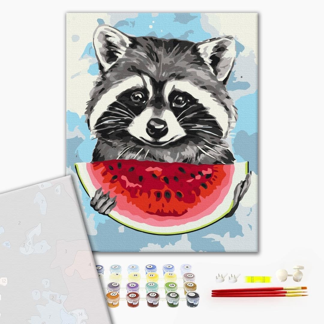 Mal efter tal - Summer raccoon
