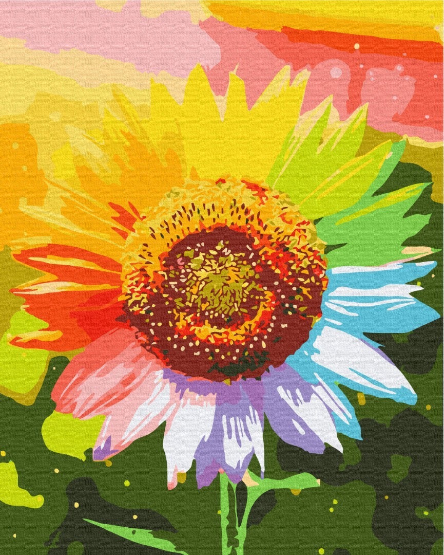 Mal efter tal - Rainbow sunflower