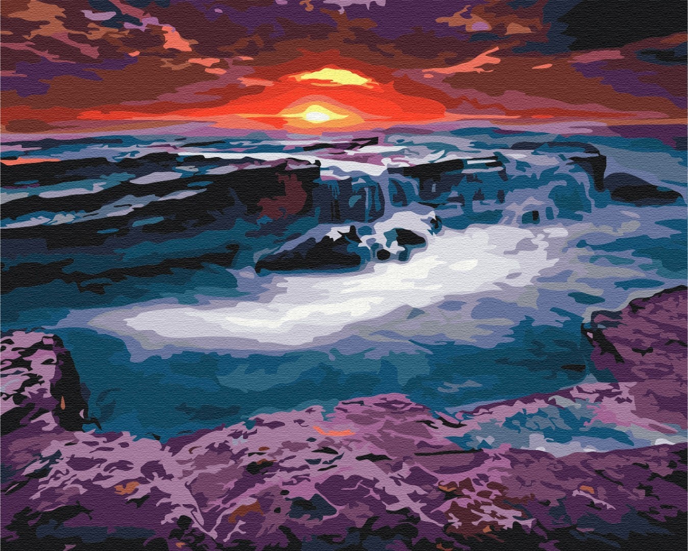 Mal efter tal - Sunset at the waterfall