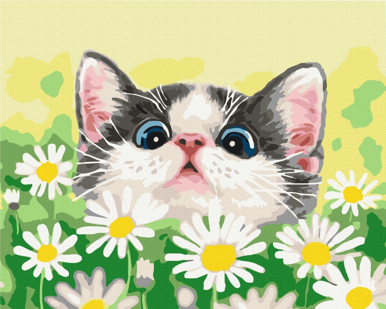 Mal efter tal - Cat in daisies