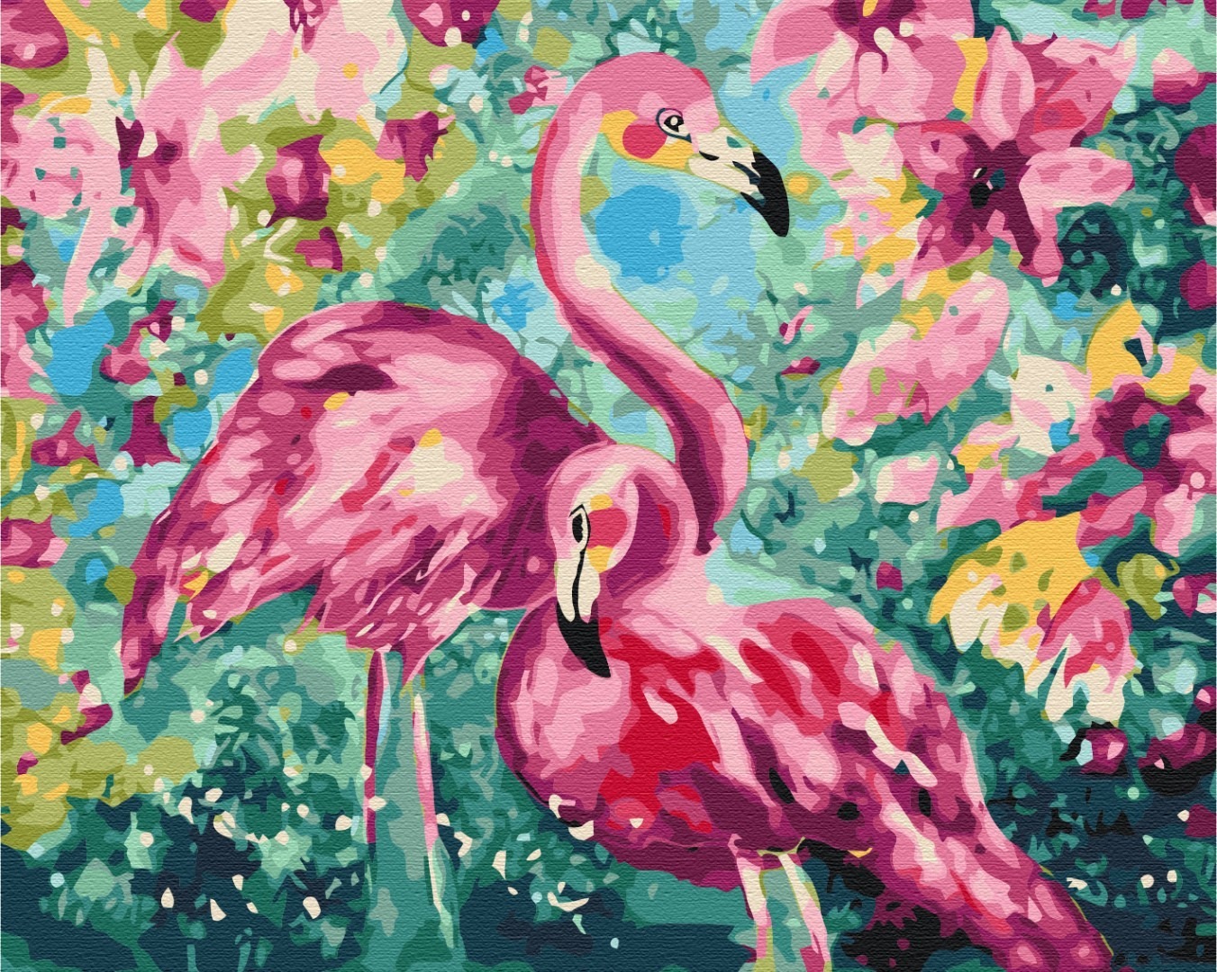 Mal efter tal - Floral flamingos