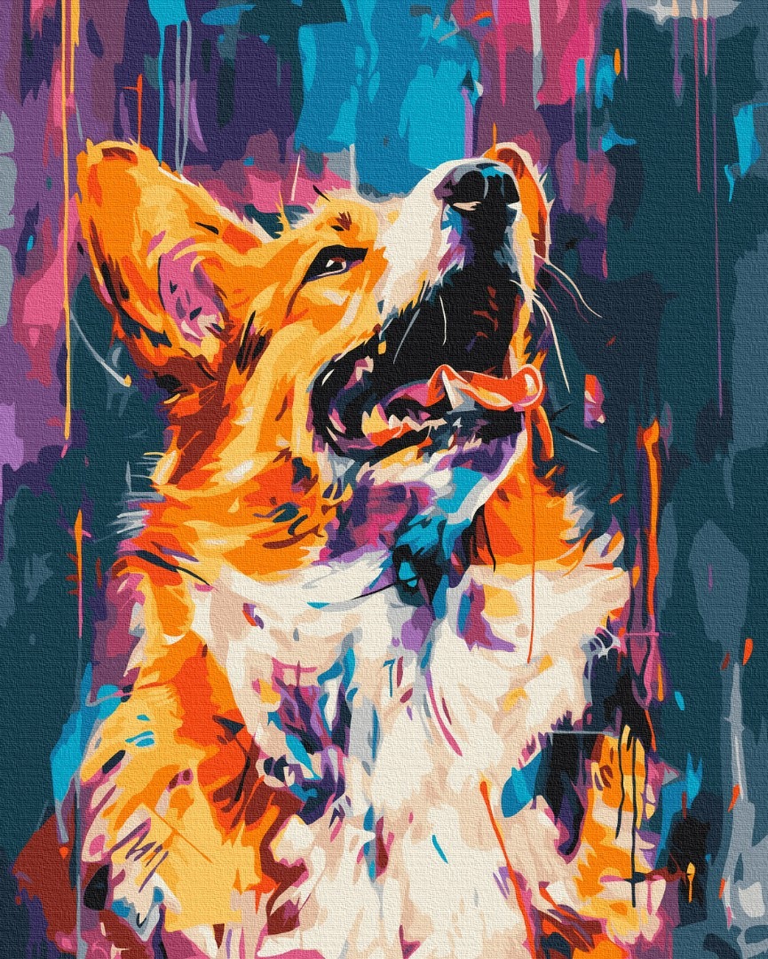 Mal efter tal - Colourful corgi