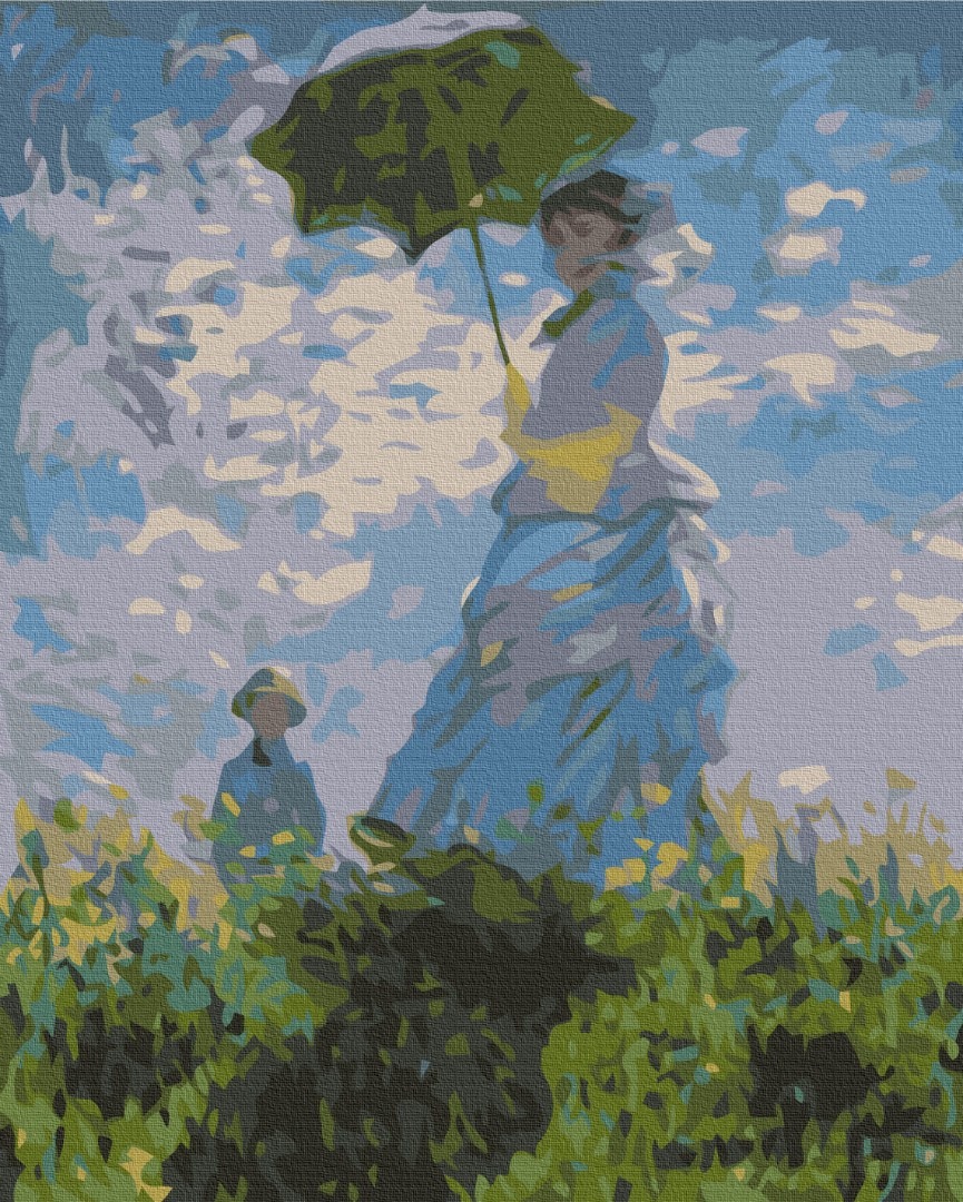 Mal efter tal - Woman with umbrella. Claude Monet