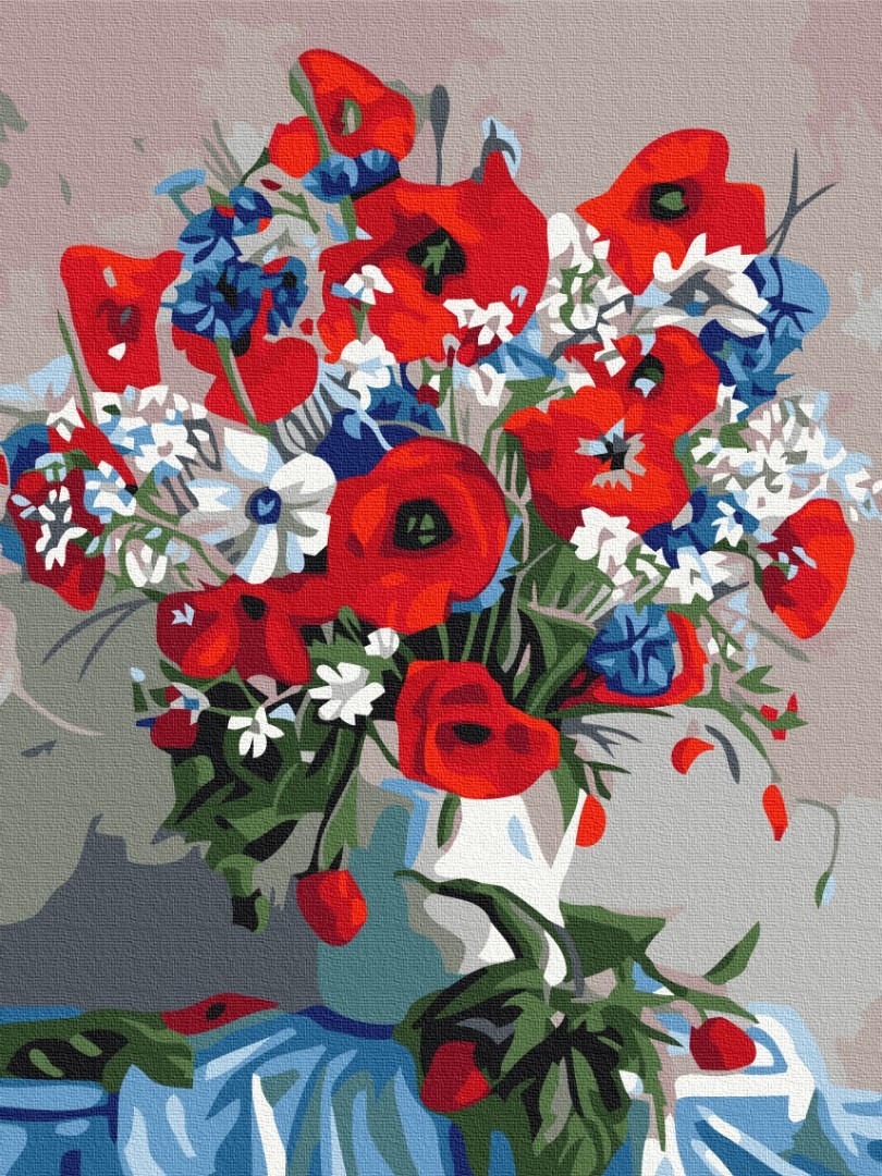 Mal efter tal - Poppies in a vase
