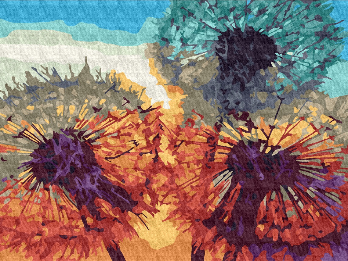 Mal efter tal - Dandelions at sunset