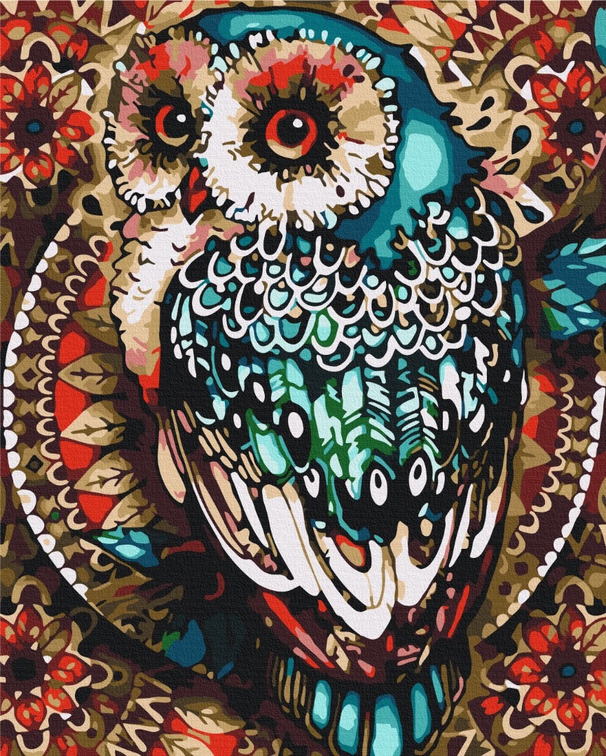 Mal efter tal - Owl in color mosaic