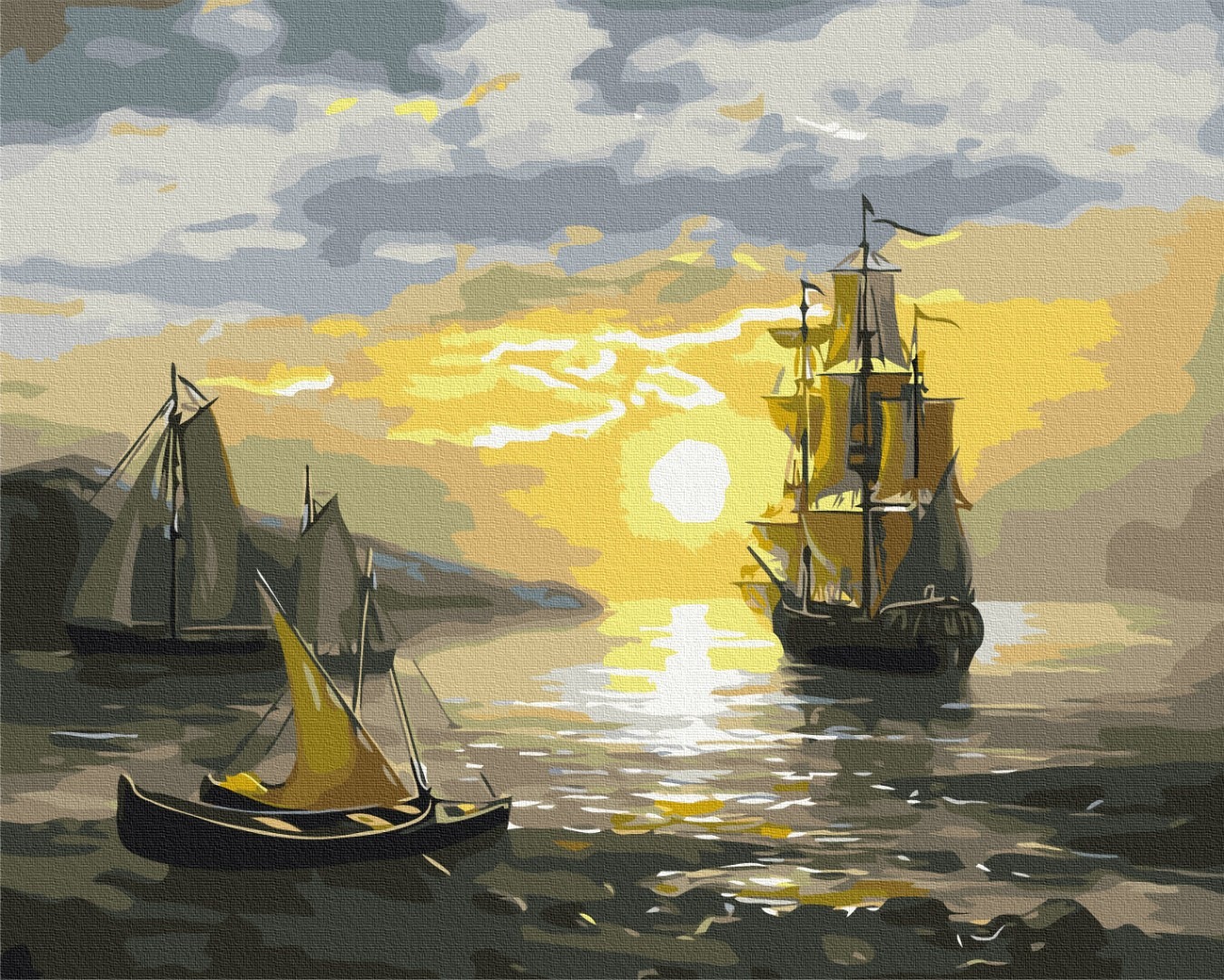 Mal efter tal - Sailboat at sunset