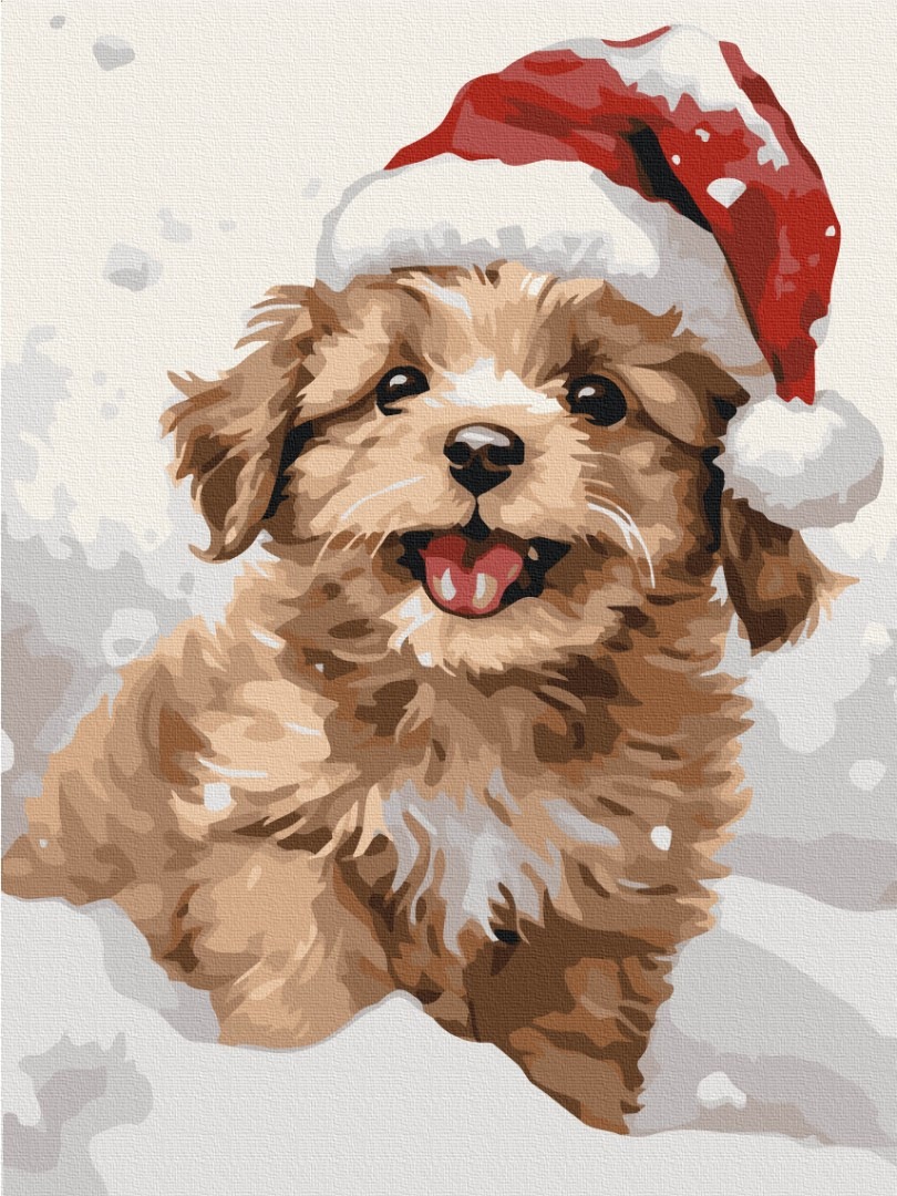 Mal efter tal - Snowy puppy