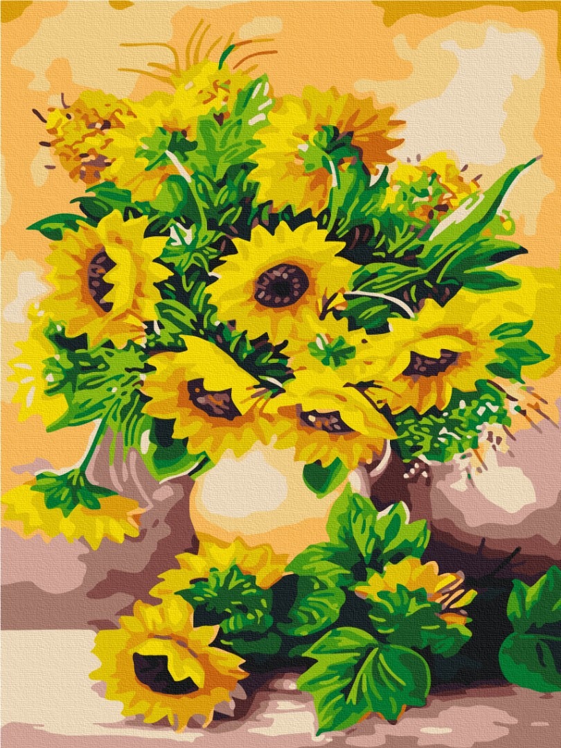 Mal efter tal - A bouquet of sunflowers