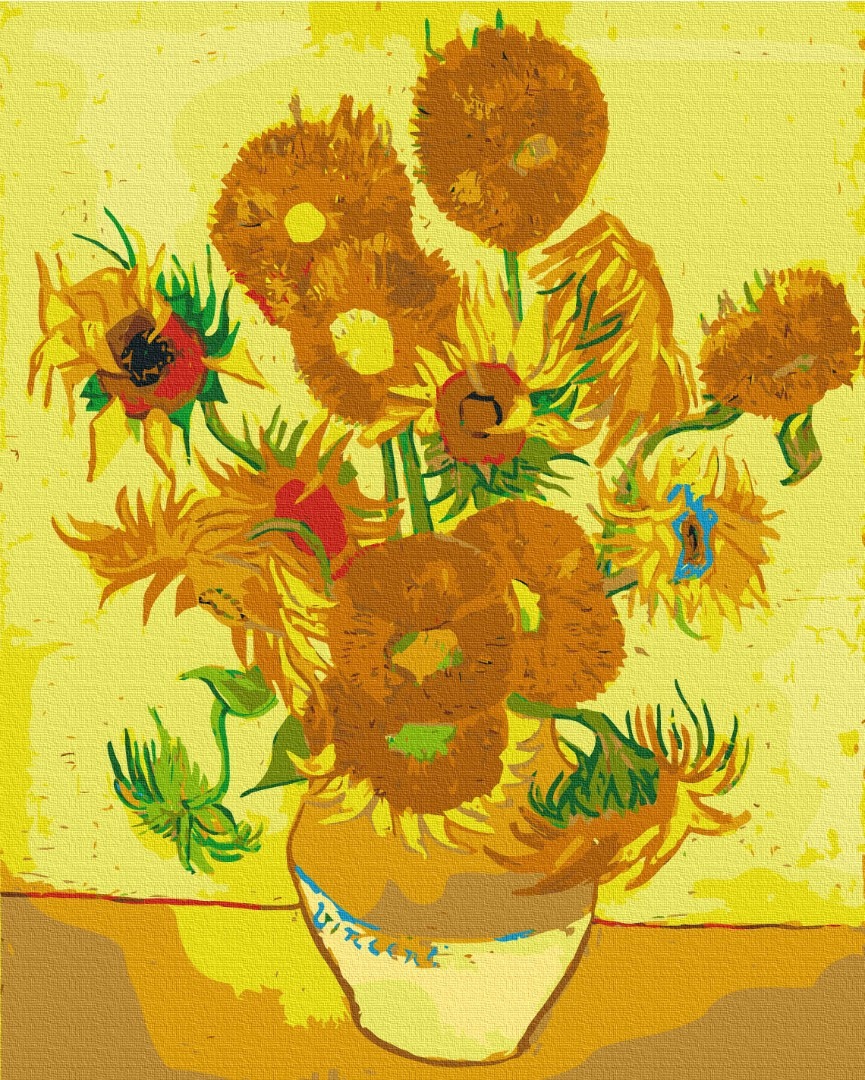 Mal efter tal - Sunflowers. Reproduction