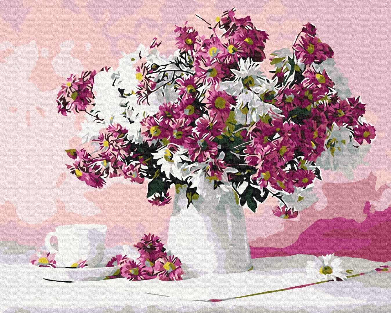 Mal efter tal - Still life in pink tones