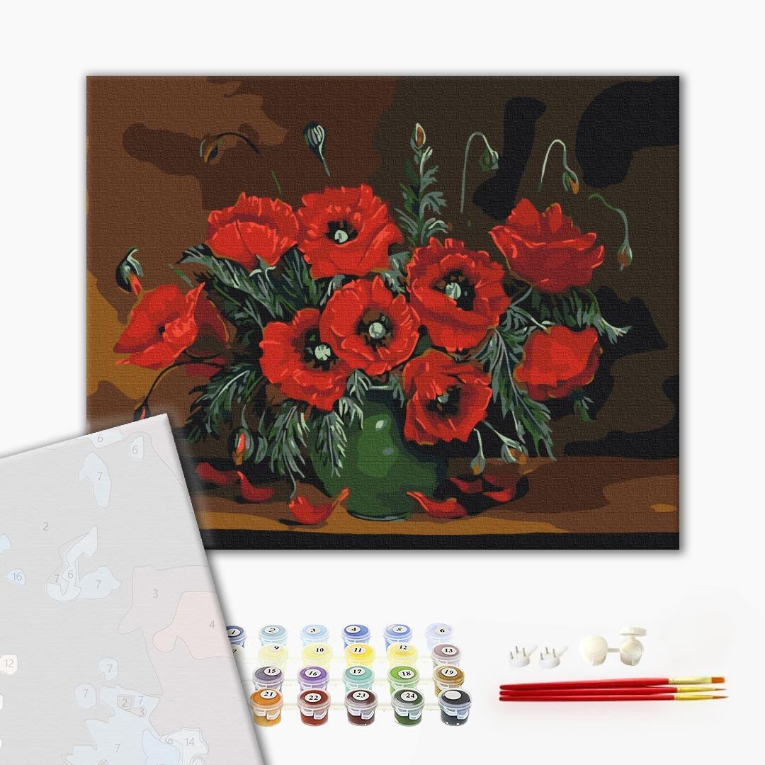 Mal efter tal - Still life with poppies