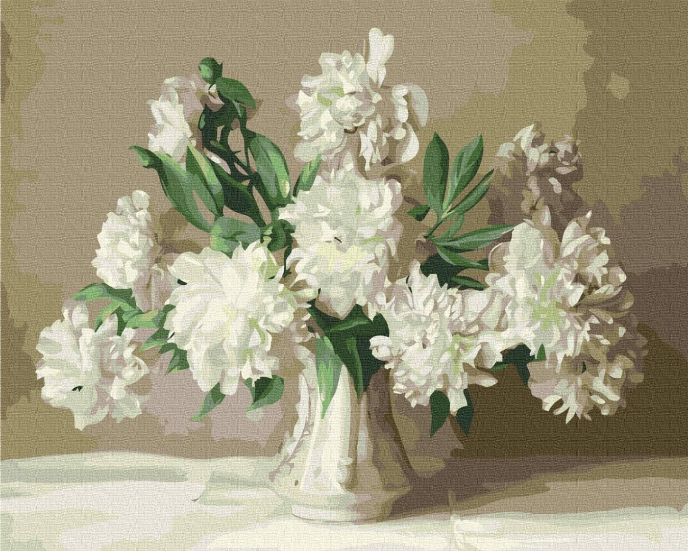 Mal efter tal - White peonies in a vase