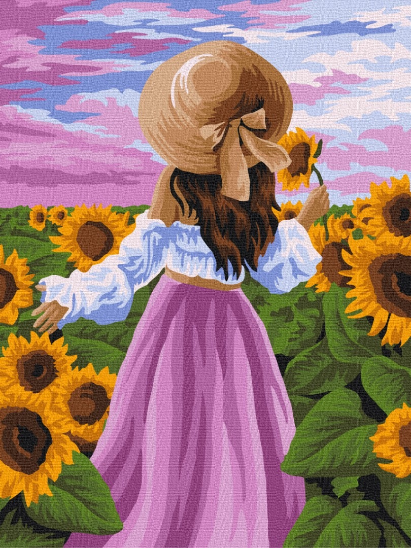 Mal efter tal - Lady in sunflowers