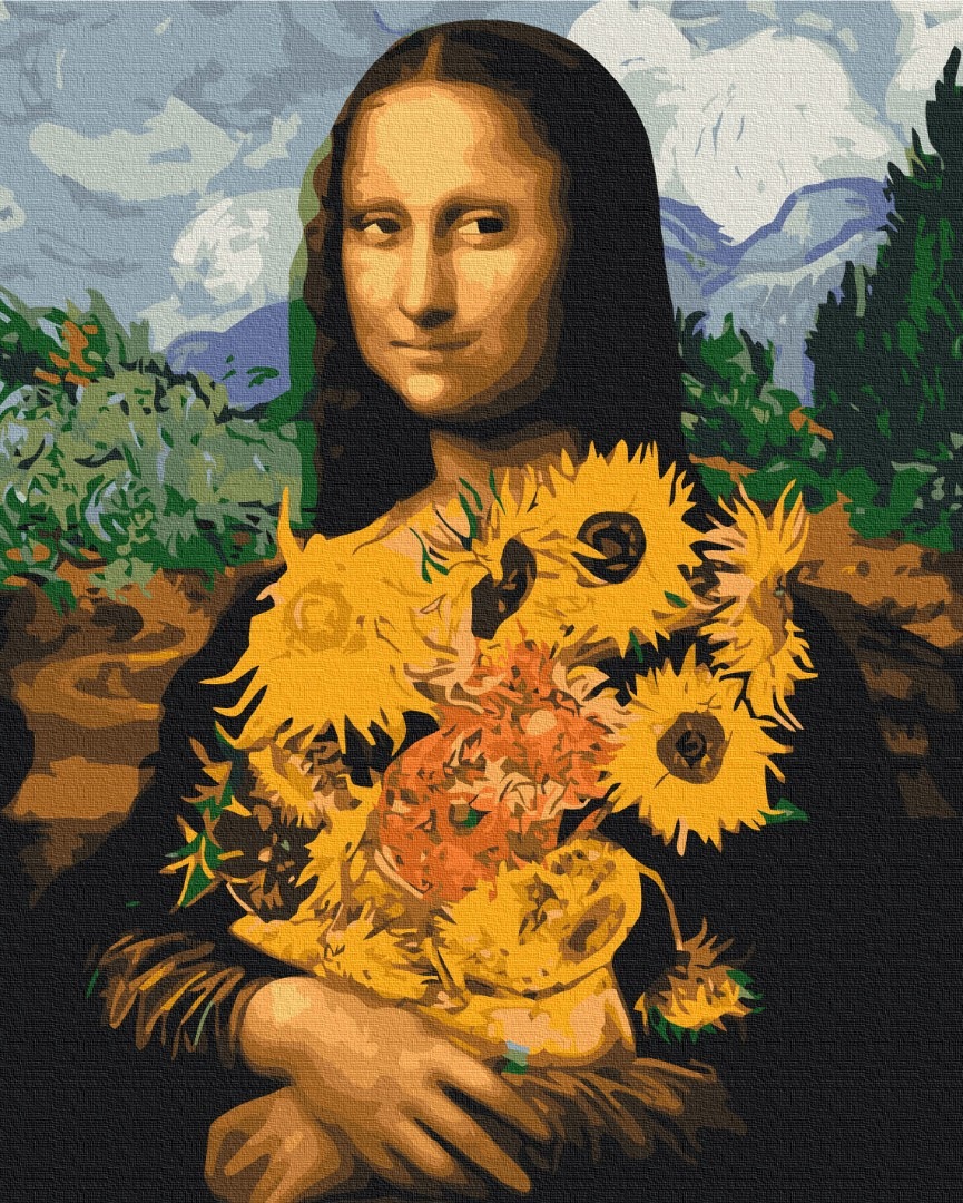 Mal efter tal - Mona Lisa with sunflowers