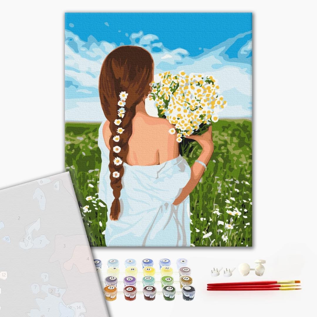 Mal efter tal - Girl with daisies