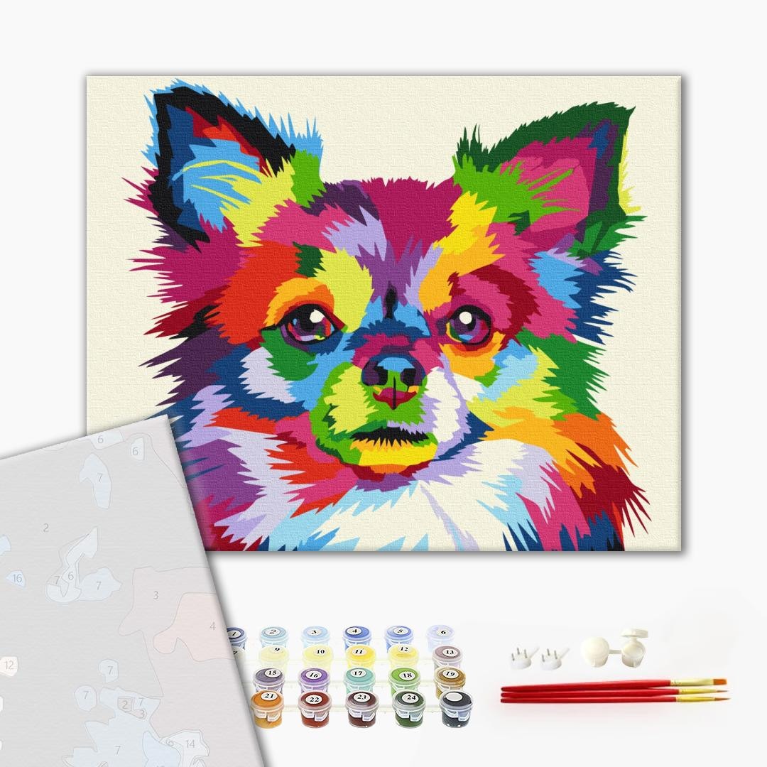 Mal efter tal - Colorful dog