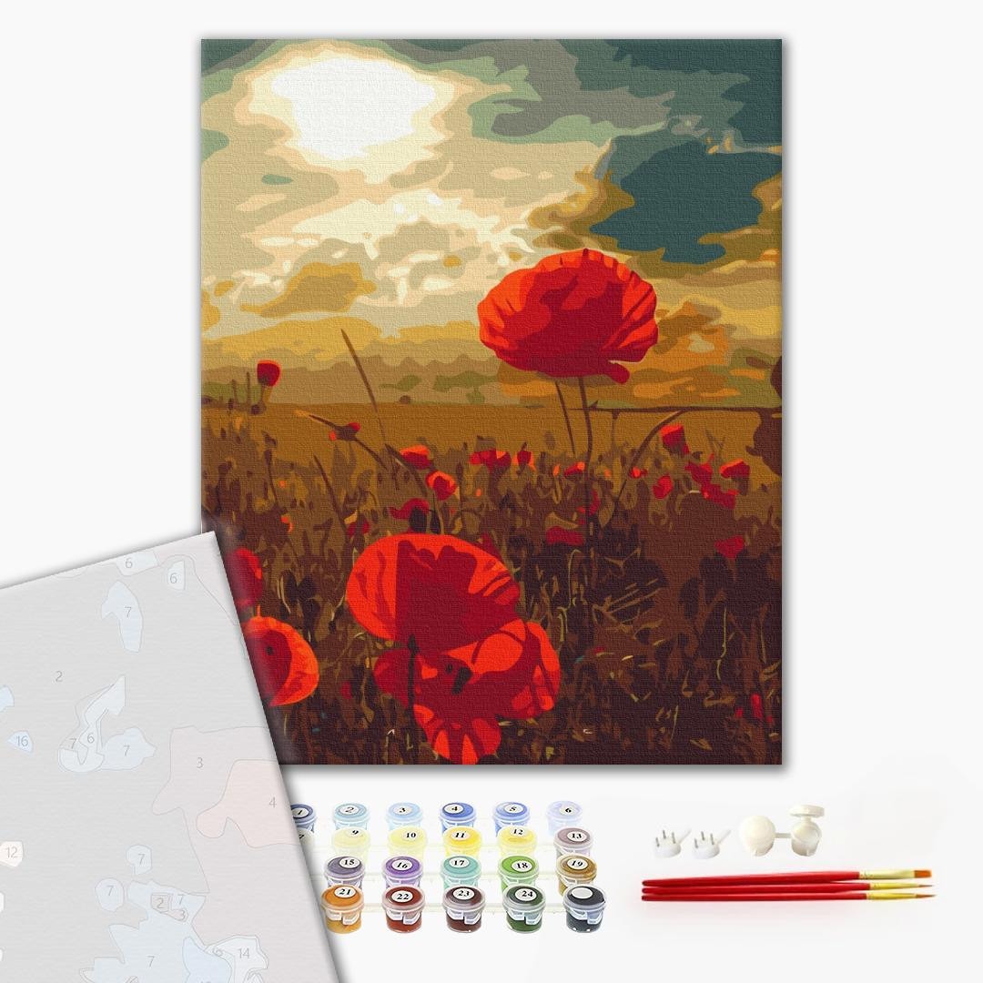 Mal efter tal - Poppies under the scorching sun