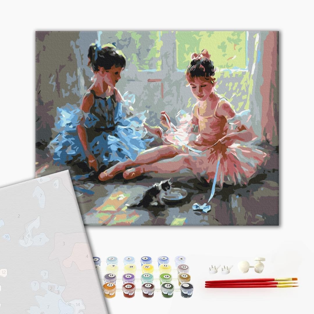 Mal efter tal - Ballerinas with a kitten