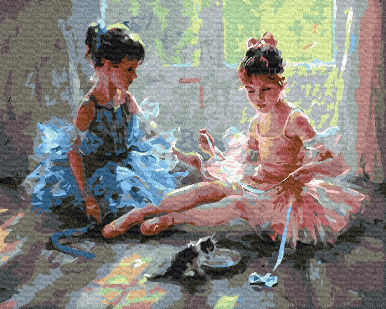 Mal efter tal - Ballerinas with a kitten