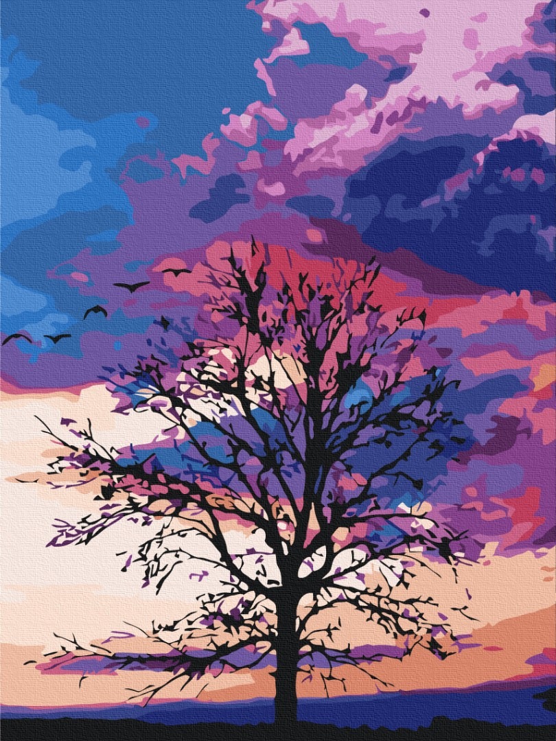 Mal efter tal - Autumn against the purple sky