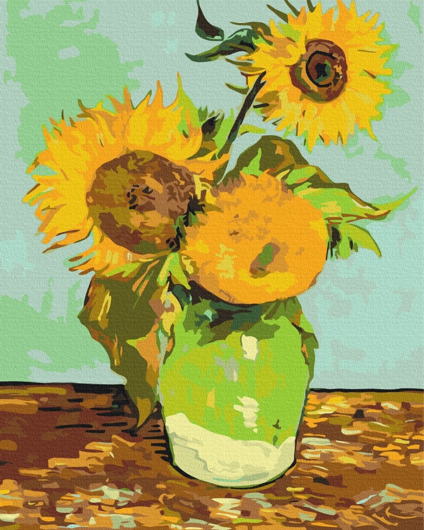 Mal efter tal - "Three Sunflowers in a Vase" by Vincent Van Gogh