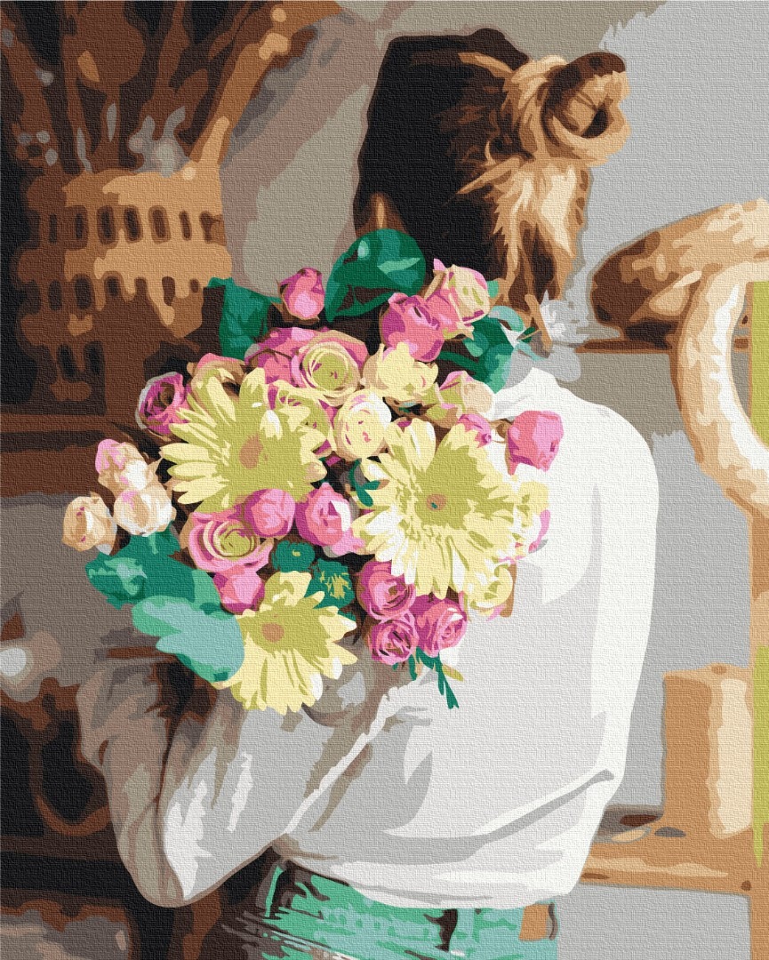 Mal efter tal - Girl with a bouquet