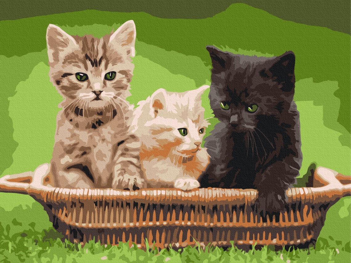 Mal efter tal - Kittens in a basket