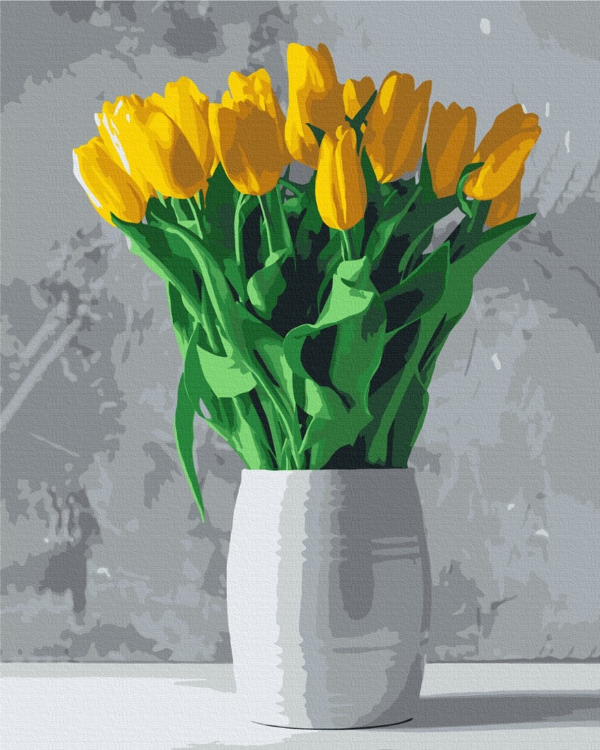 Mal efter tal - Bouquets of yellow tulips