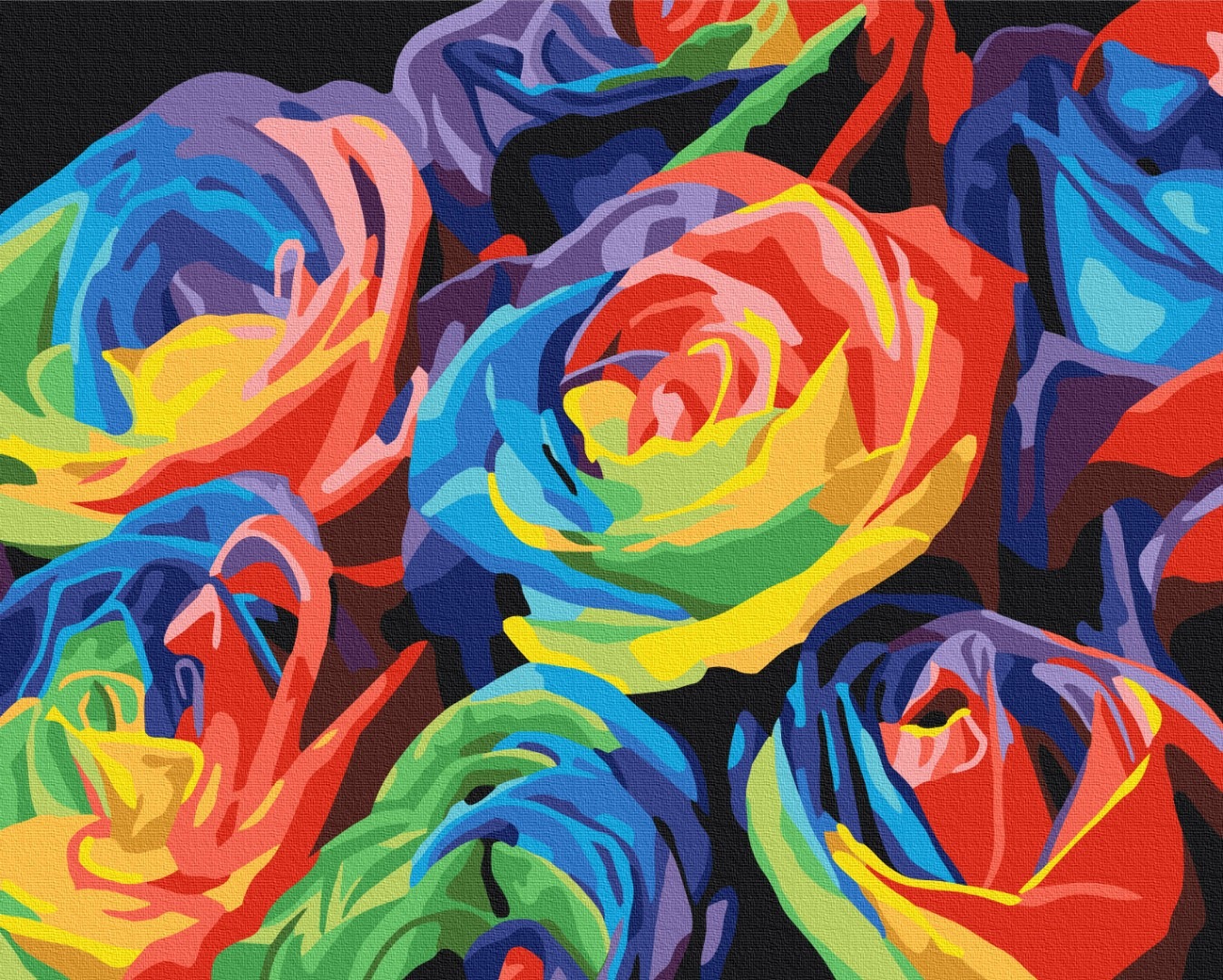 Mal efter tal - Rainbow roses