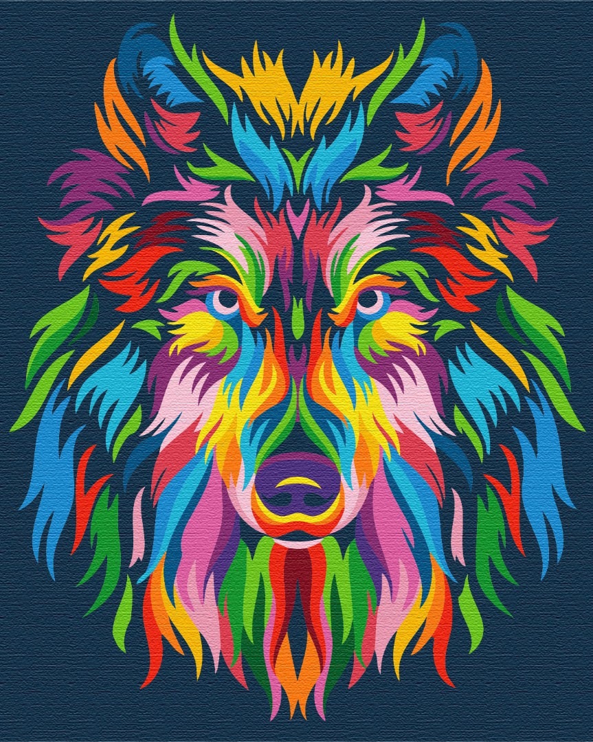 Mal efter tal - Rainbow wolf