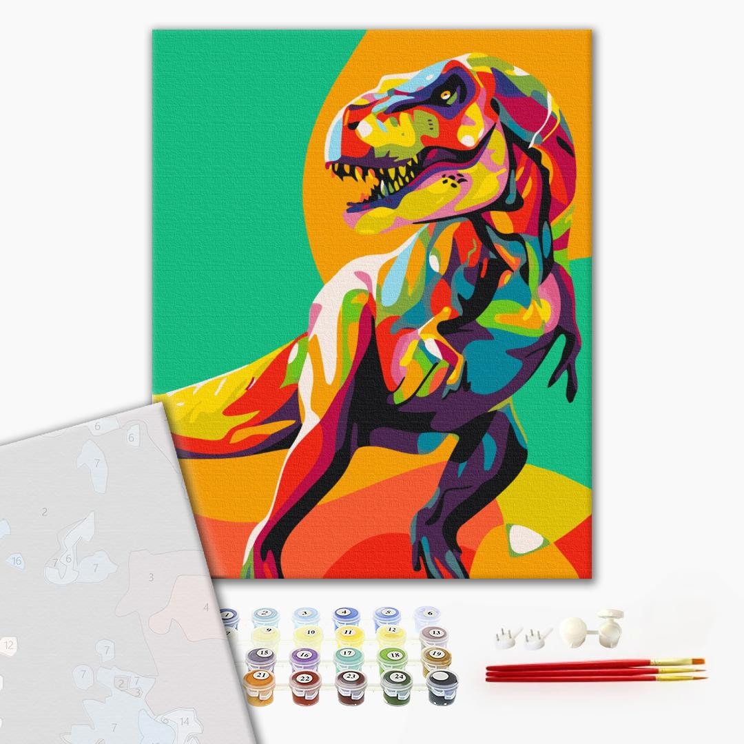 Mal efter tal - Rainbow Tyrannosaurus