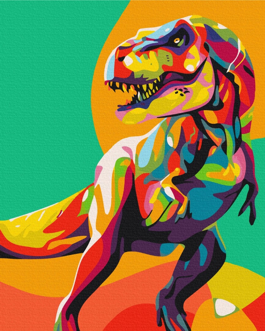 Mal efter tal - Rainbow Tyrannosaurus