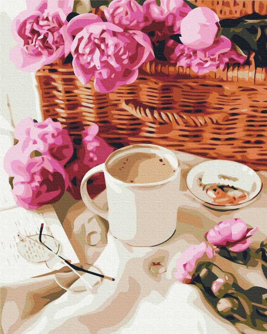 Mal efter tal - Peonies in a basket