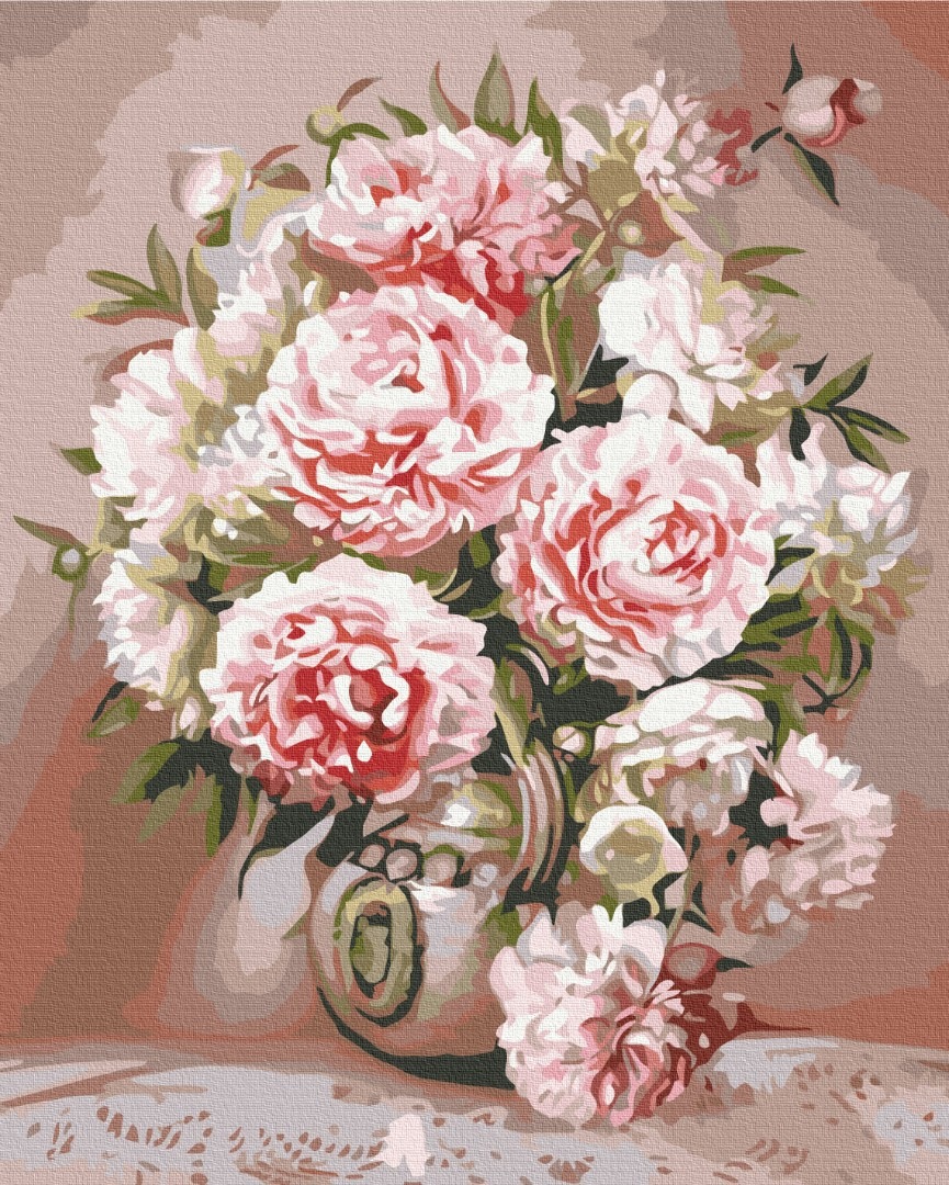 Mal efter tal - Vase with peonies