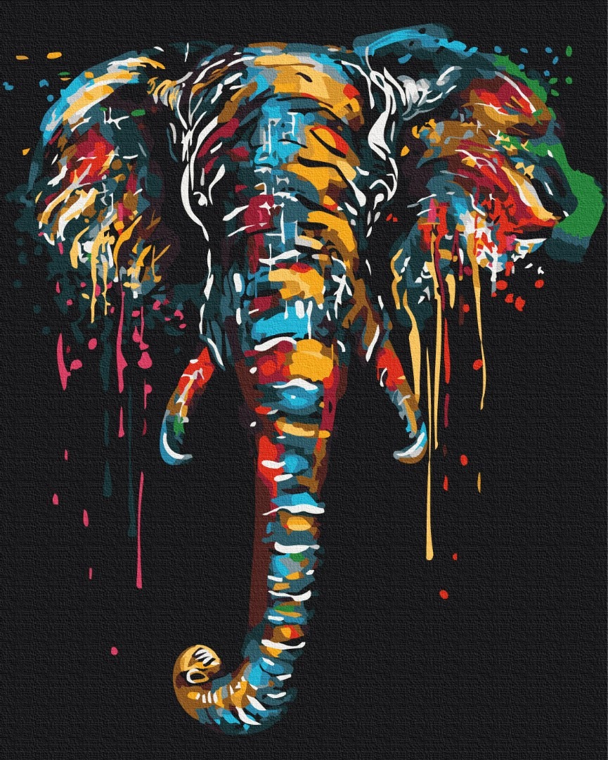 Mal efter tal - Elephant in paints